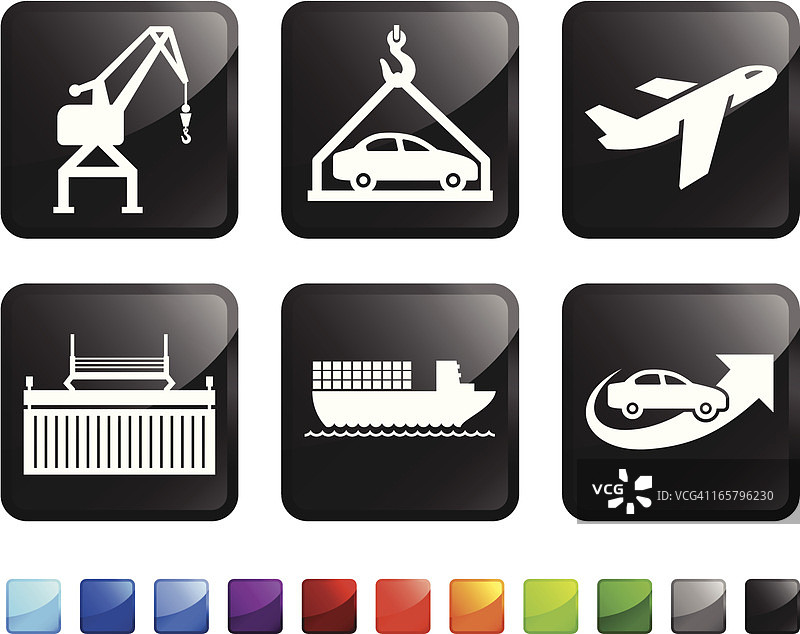 汽车运输免版税矢量图标贴纸套装图片素材