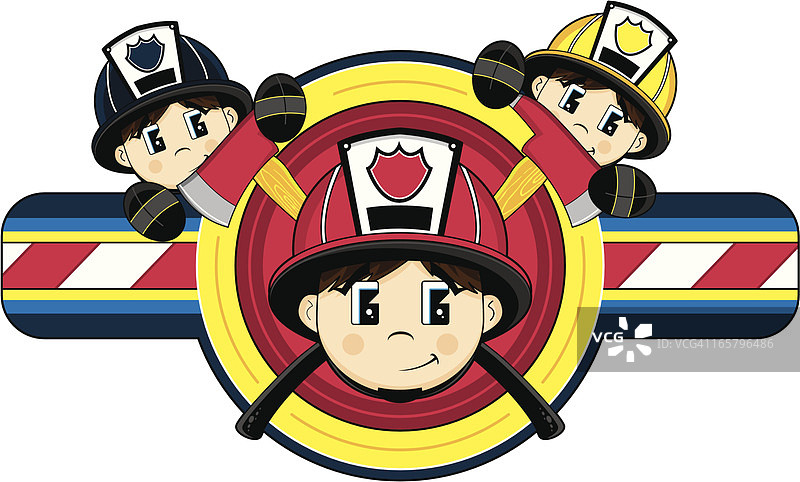 可爱的小消防员徽章图片素材