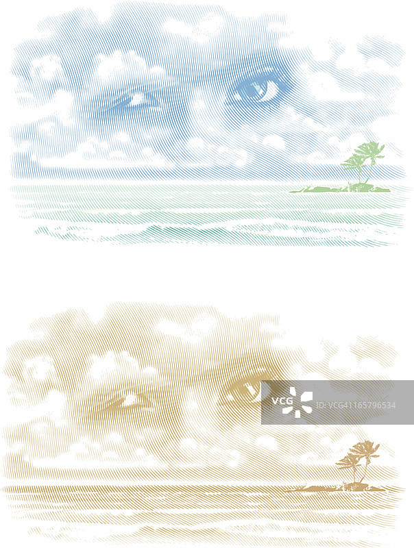 带有眼睛的热带云景图片素材