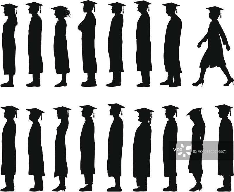 排队等候的毕业生图片素材