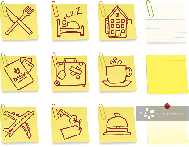 酒店和度假便利贴图标图片素材