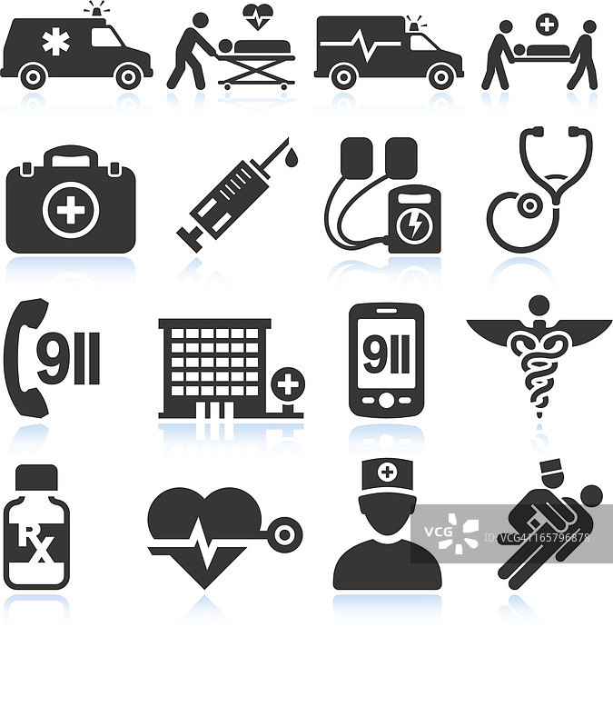 黑白紧急服务矢量图标图片素材
