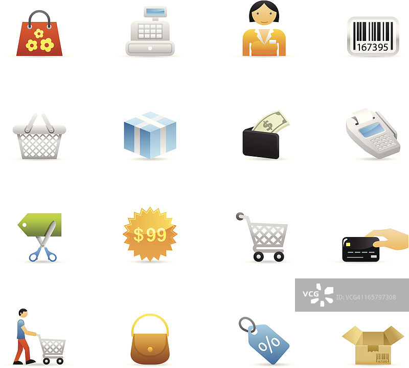 购物彩色图标图片素材