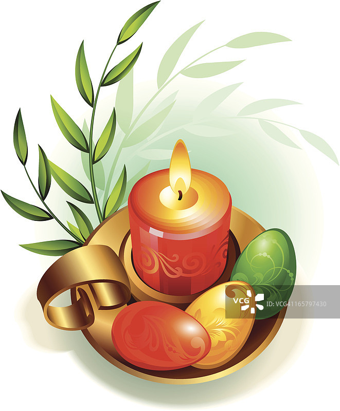 复活节彩蛋和蜡烛图片素材