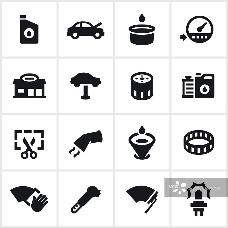 黑色汽车和石油服务图标图片素材