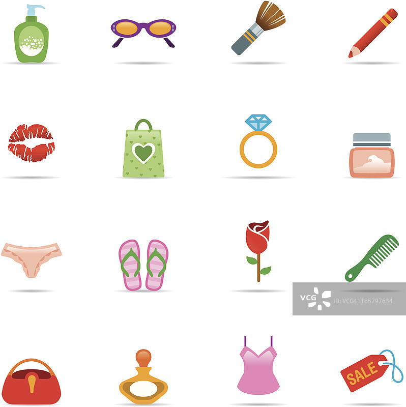 女士配饰彩色图标集图片素材