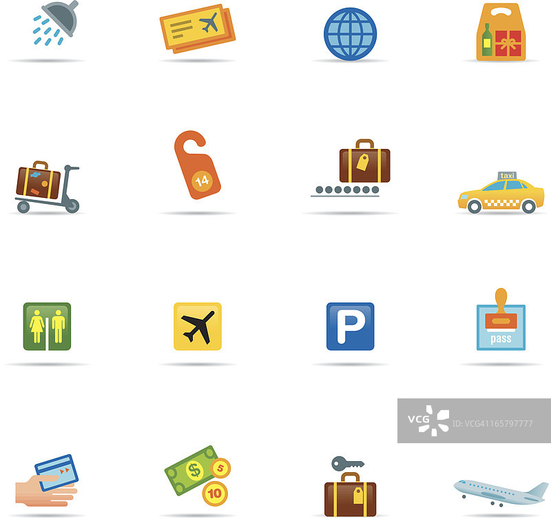 机场彩色图标集图片素材