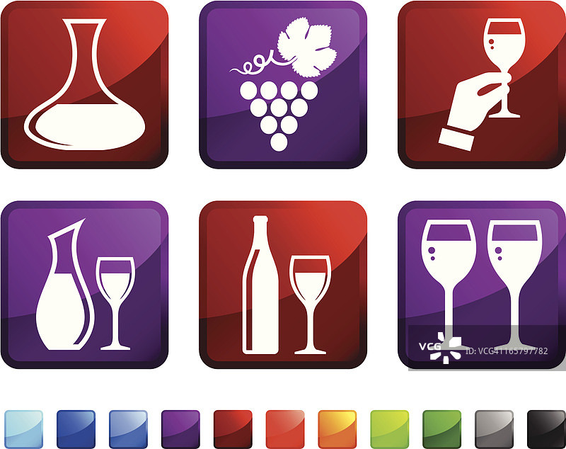 葡萄酒侍酒师免版税矢量图标贴纸套装图片素材