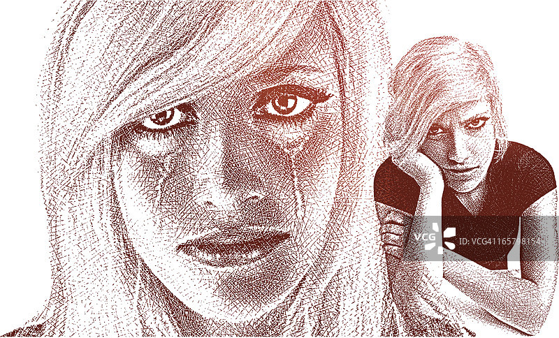 悲伤沮丧的年轻女人图片素材