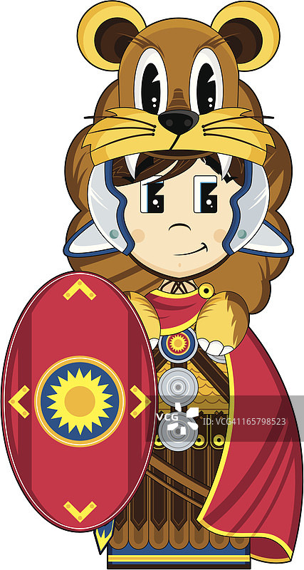 戴狮皮与持盾的罗马百夫长图片素材