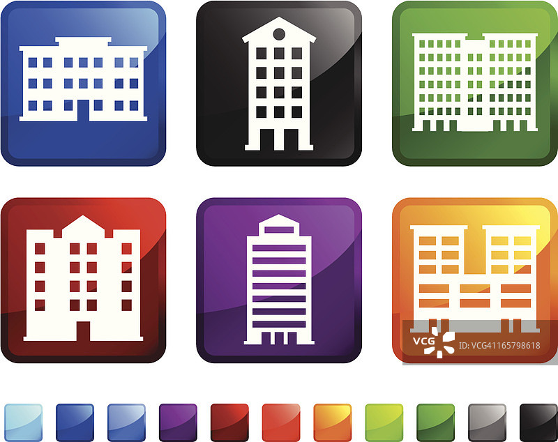 城市建筑免版税矢量图标贴纸套装图片素材