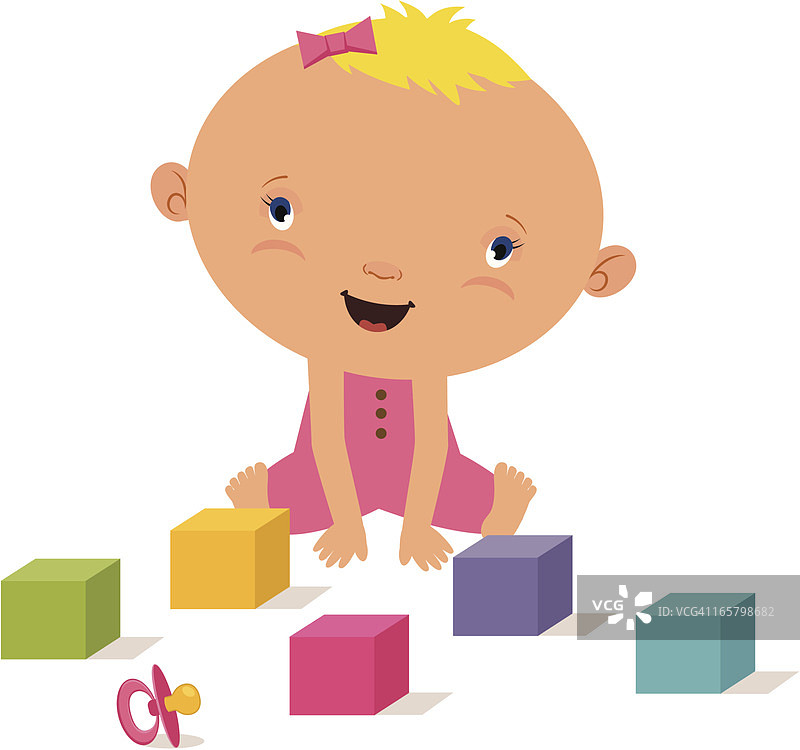 小女孩玩积木图片素材