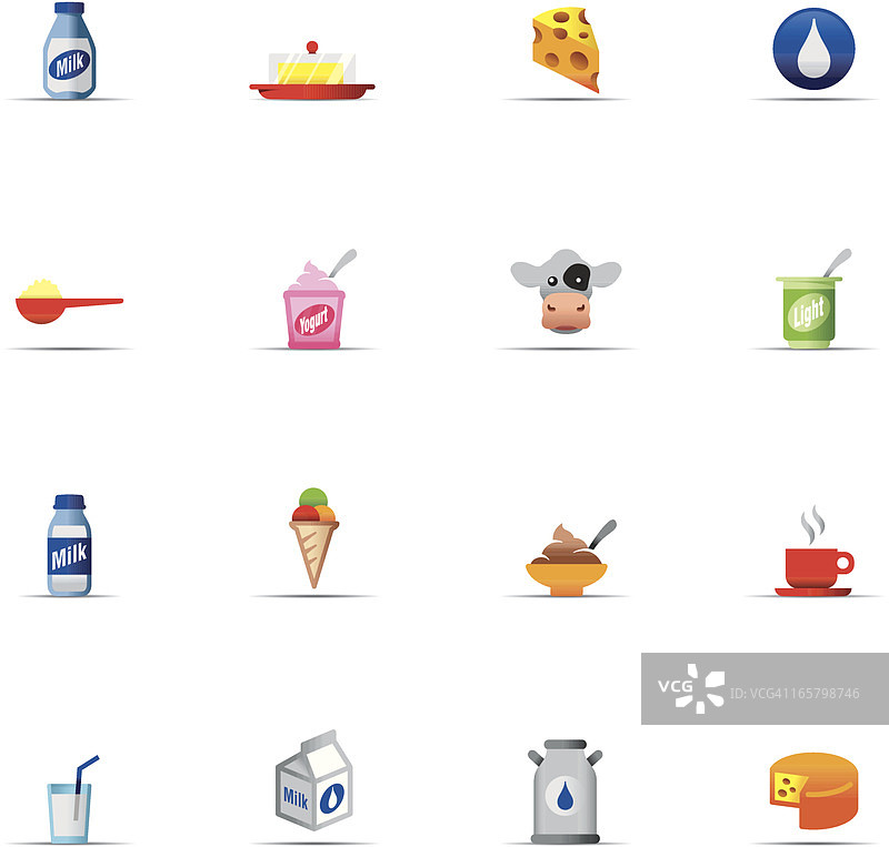 乳制品彩色图标集图片素材