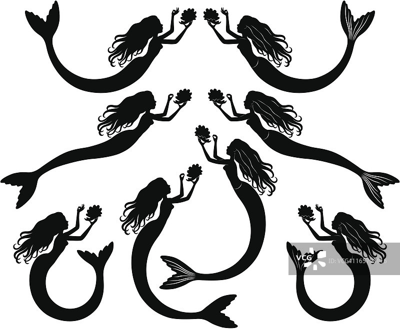 美人鱼得到一颗珍珠图片素材