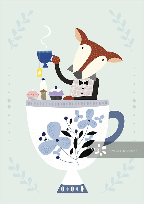 狐狸的下午茶时间图片素材