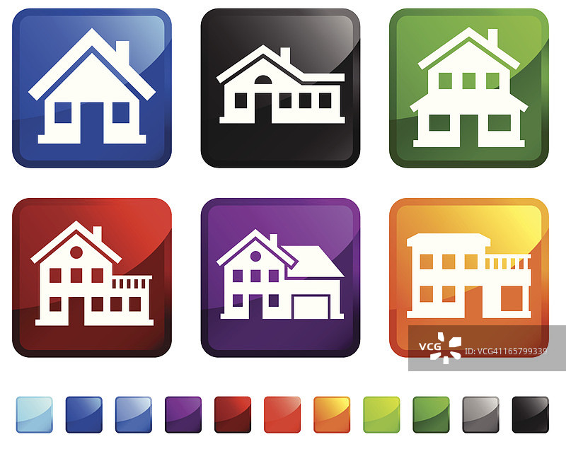 房屋免版税矢量图标贴纸套装图片素材