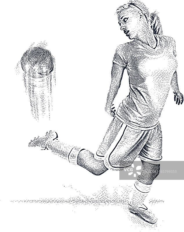 女足球运动员踢球图片素材