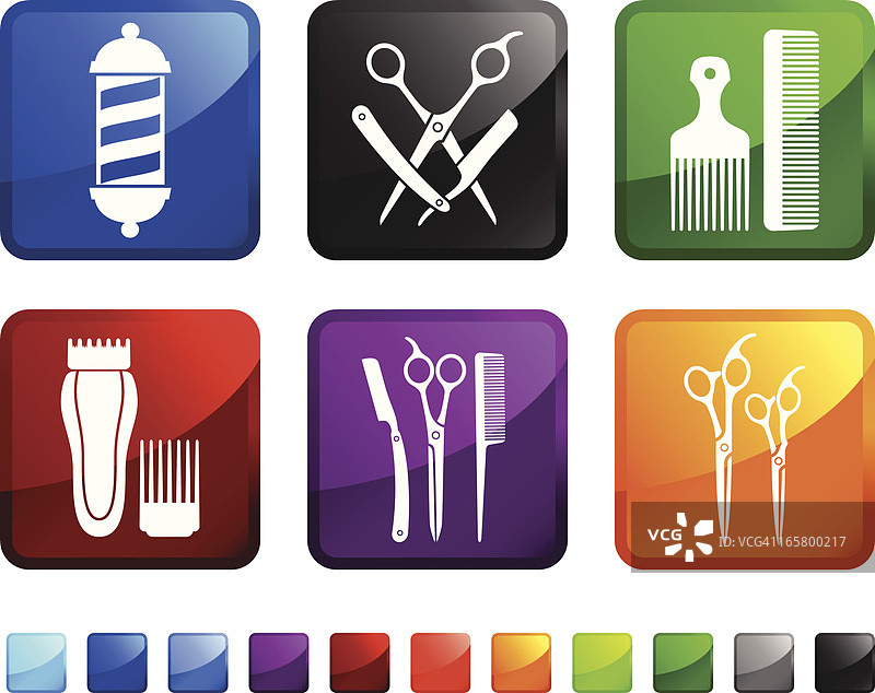 理发工具矢量图标贴纸图片素材
