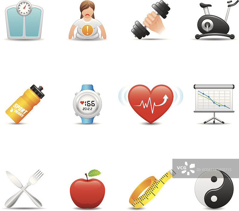 健身图标集|优雅系列图片素材