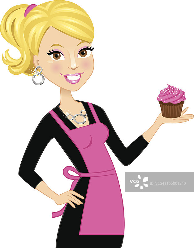 金发纸杯蛋糕女孩图片素材