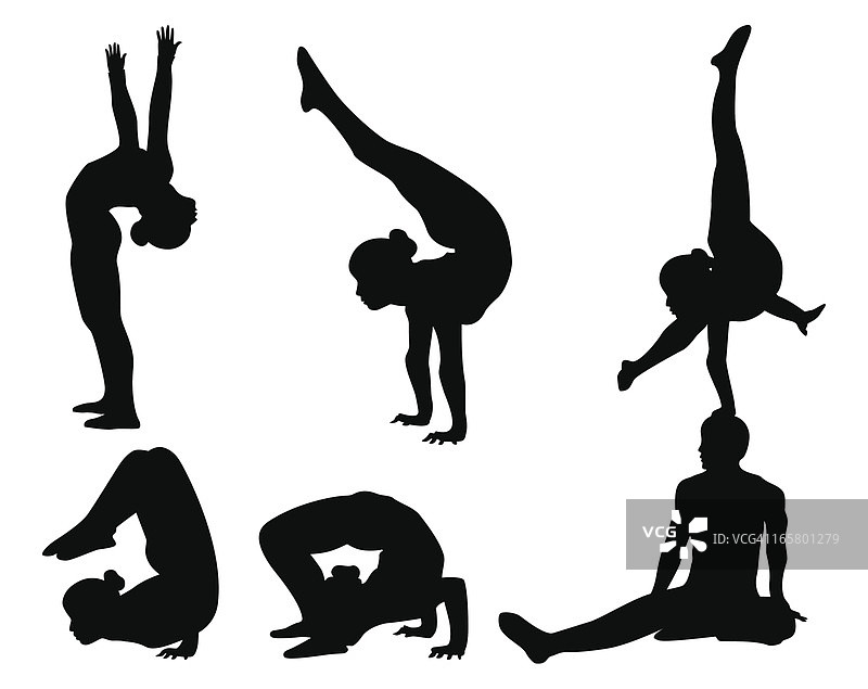 杂技演员剪影合集图片素材