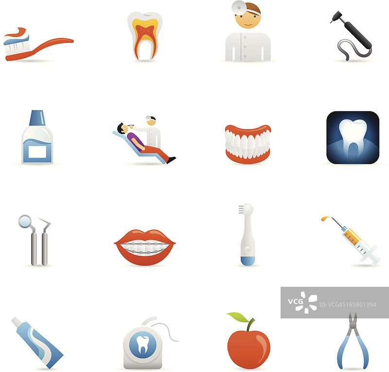 彩色图标 - 牙科护理图片素材