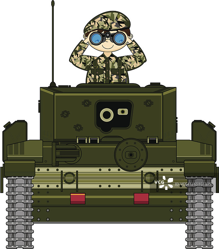 使用双筒望远镜的英国坦克士兵图片素材