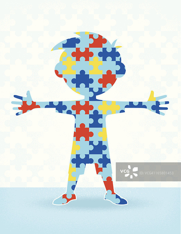 自闭症拼图男孩图片素材