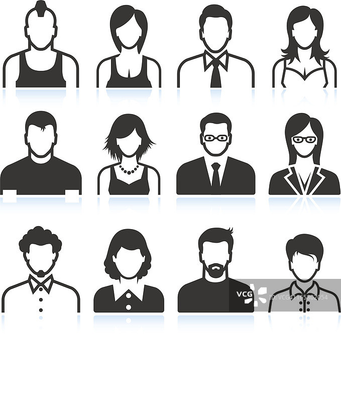 黑白男女图标图片素材