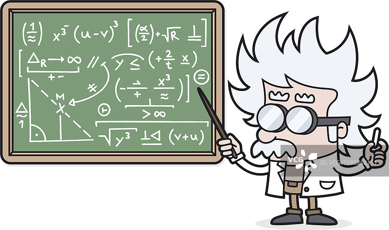 卡通老师与复杂计算/科学家/教授图片素材