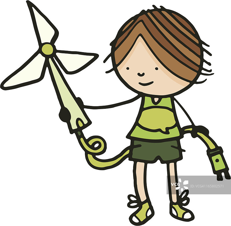 儿童手持风力涡轮机图片素材