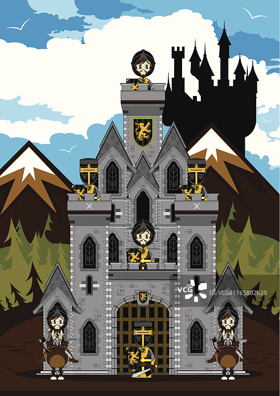 中世纪骑士守卫城堡场景图片素材