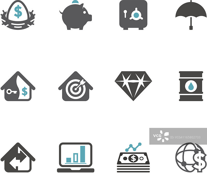 一系列金融和投资矢量图标图片素材