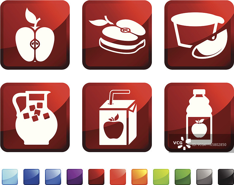 苹果成分免版税矢量图标贴纸套装图片素材