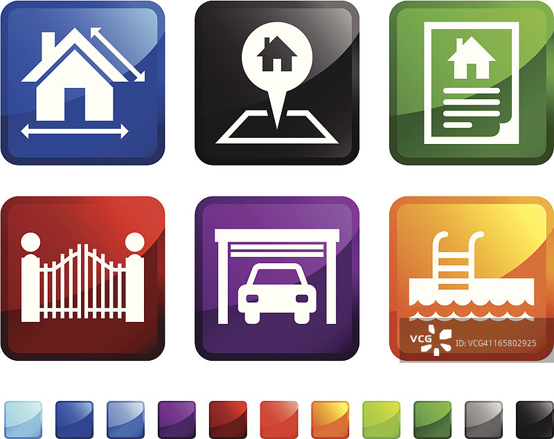 房地产房屋搜索免版税矢量图标贴纸集图片素材