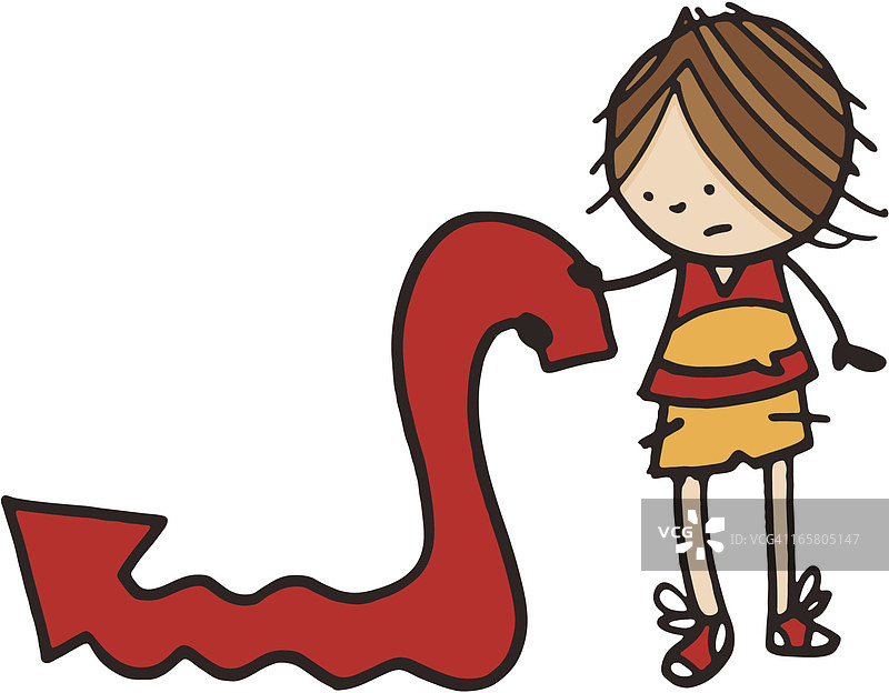 拿着向下箭头的男孩图片素材