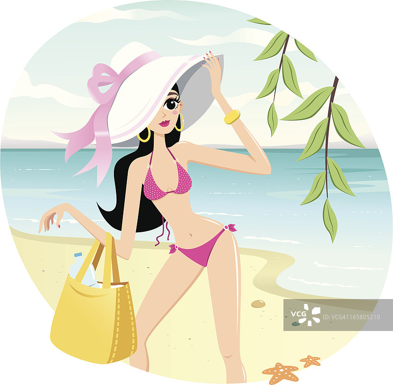 海滩上的女性图片素材