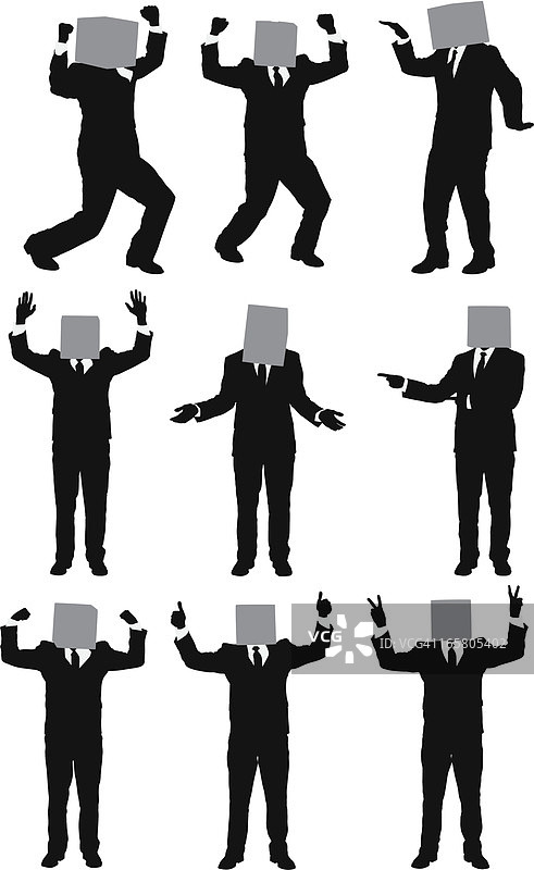 商人头部被纸箱覆盖图片素材