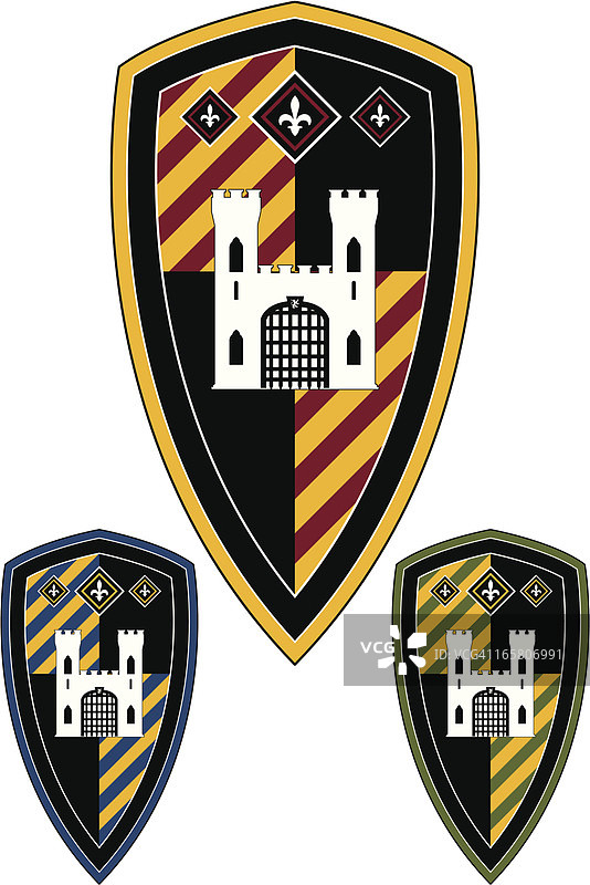 中世纪城堡条纹盾牌图片素材