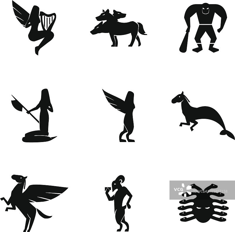 神话生物图标集图片素材