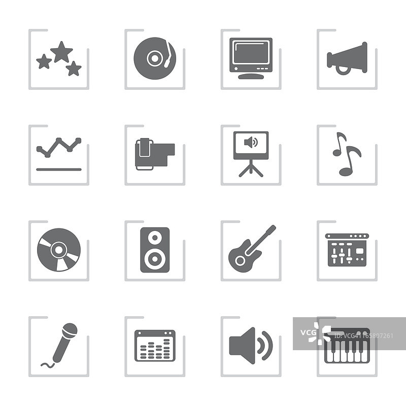 音乐及音响设备 | 灰色边框图片素材