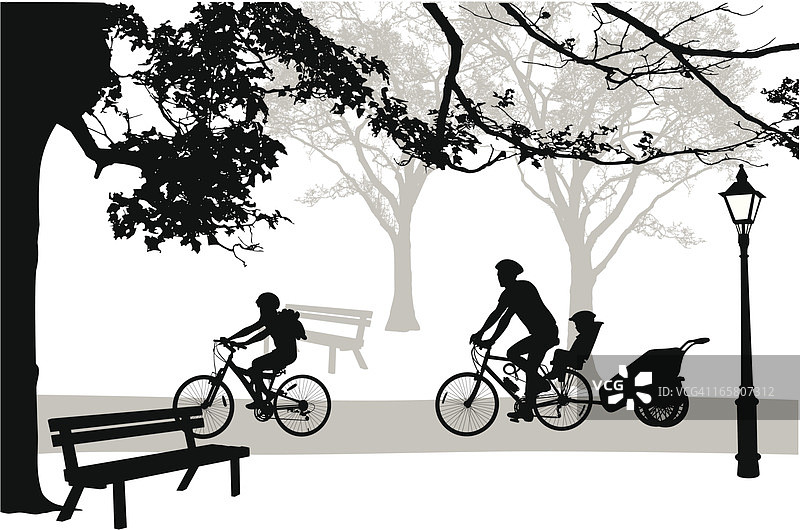 公园骑行矢量剪影图片素材