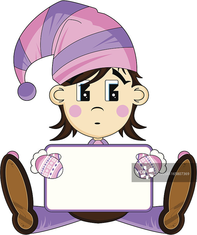 举着标志牌的可爱圣诞精灵图片素材