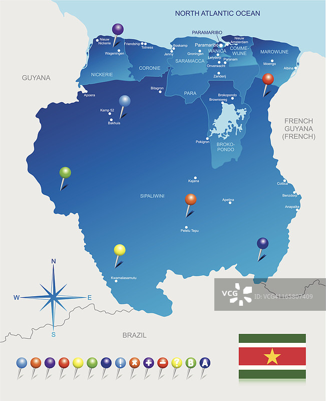 苏里南地图图片素材