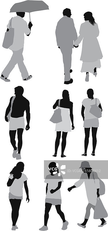 不同姿势的人群剪影图片素材