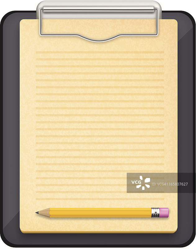 带有铅笔的剪贴板插画图片素材