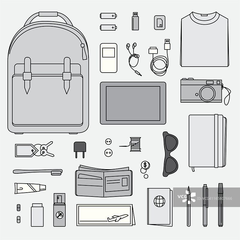 如何准备背包图片素材