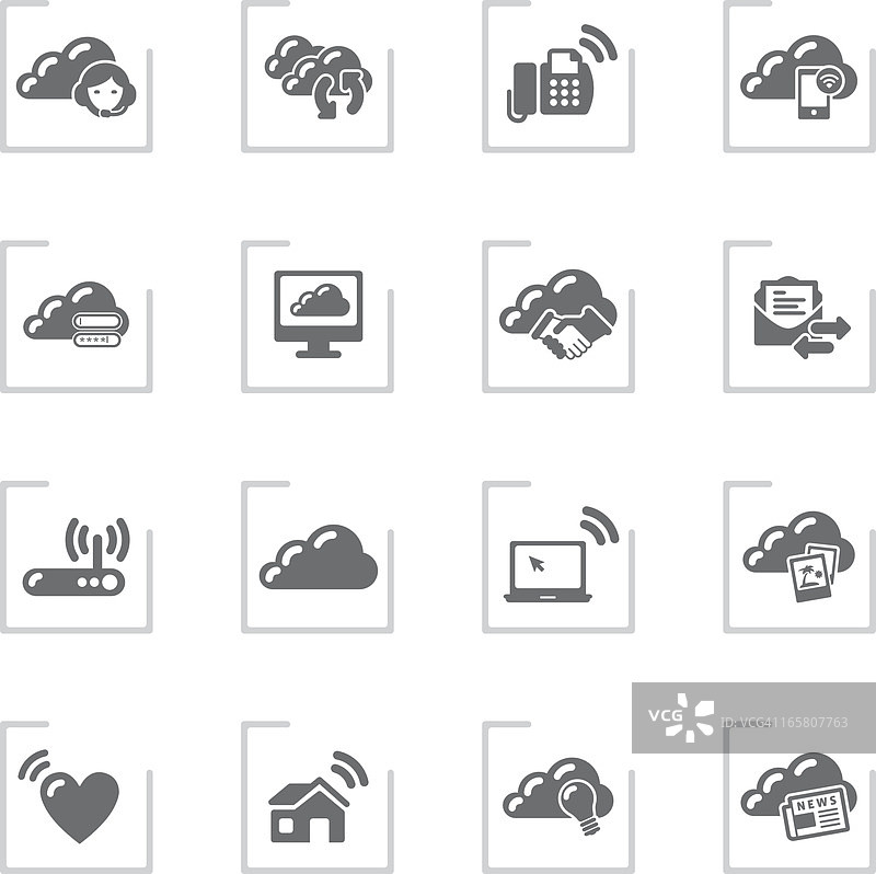 云计算与共享图标 | 灰色相框图片素材