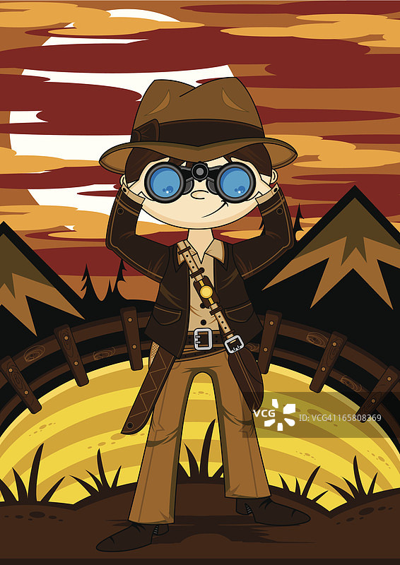 带双筒望远镜的迷你探险家图片素材