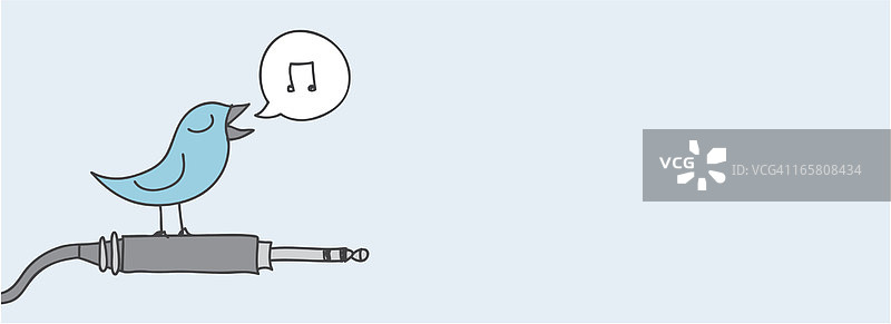 栖息在音频线上的鸣鸟图片素材